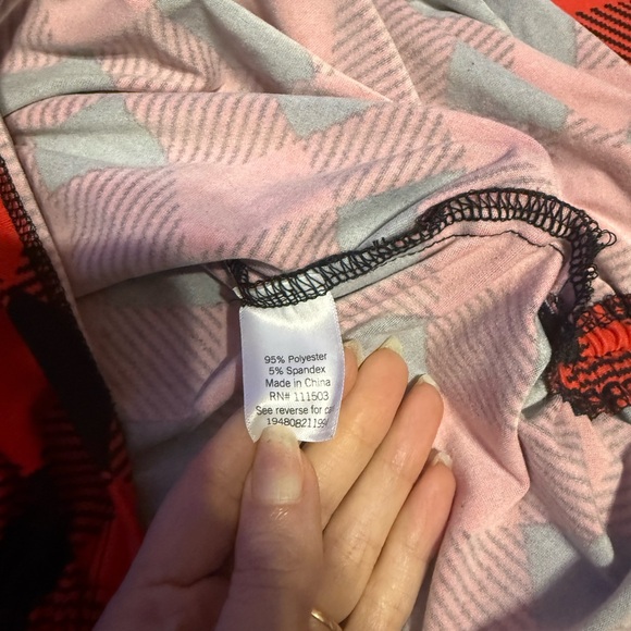 Red Buffalo Plaid Long Sleeve Holiday Dress Ruched Tie Sides Size Large - Picture 5 of 6